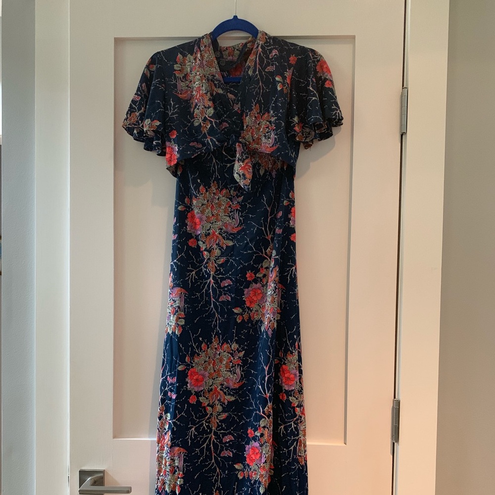 Vintage oriental print maxi dress set